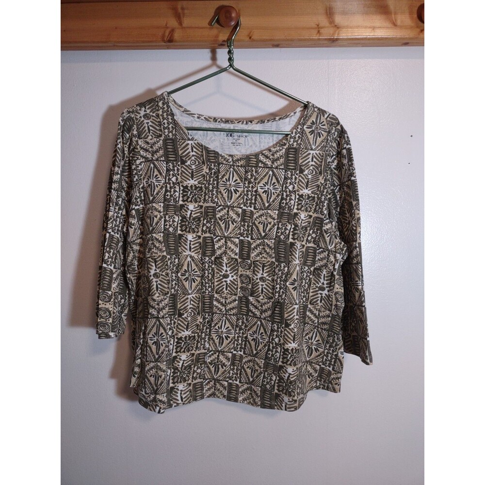 The Tog Shop Women's Large Petite Green Floral Shirt